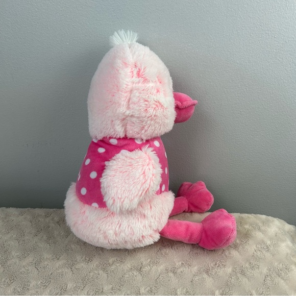 Gitzy Pink Duck Plush Stuffed Animal Toy White Polka Dots Rattle Duckie - Picture 5 of 6